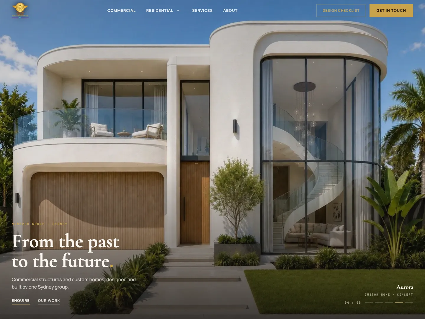 Nineveh Group homepage: a custom home in Sydney, from the past to the future